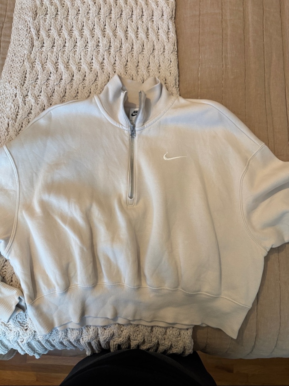 Nike Pale Gray Cropped Quarter-Zip Sweatshirt